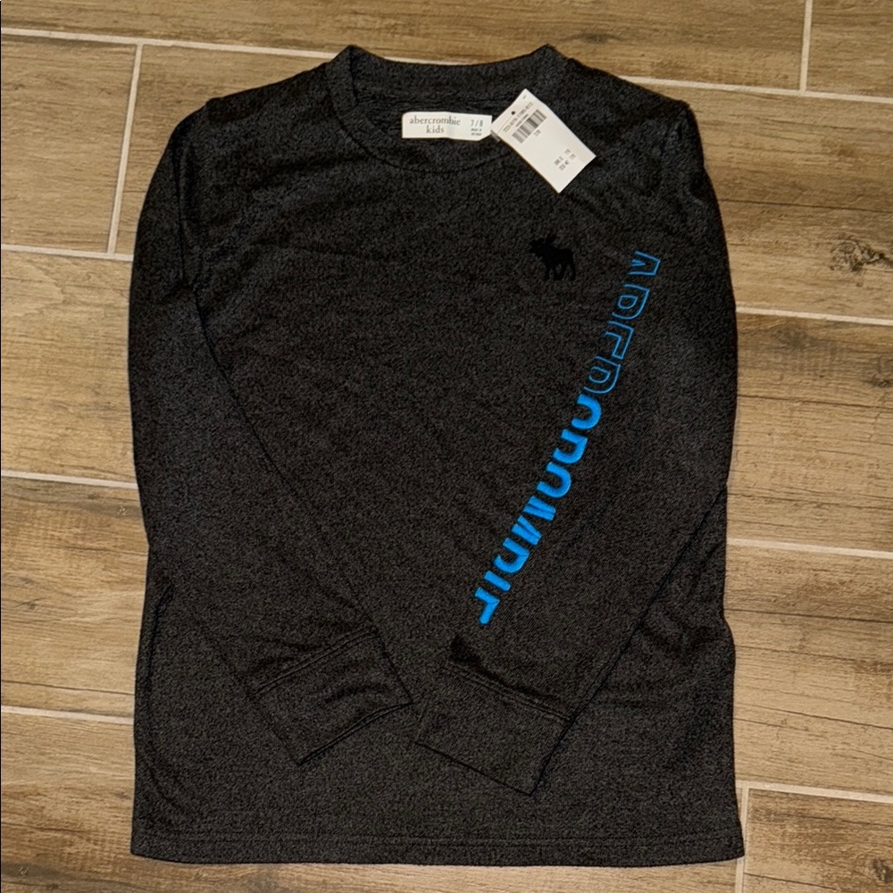 Abercrombie Kids Dark Gray Long Sleeve Tee with Blue Logo